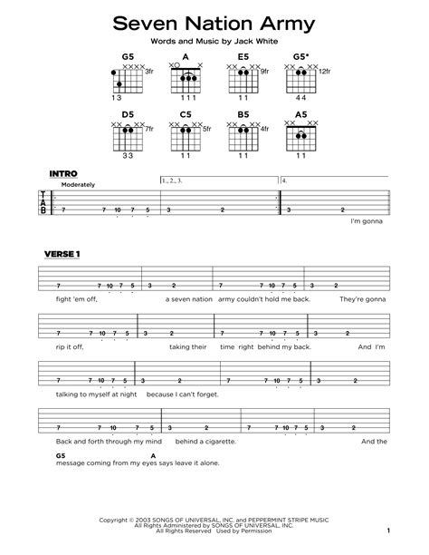 seven nation army guitar tab|7 nation army tabs easy.